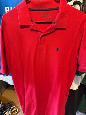 Izod Men’s Bright Red Polo with Navy Logo